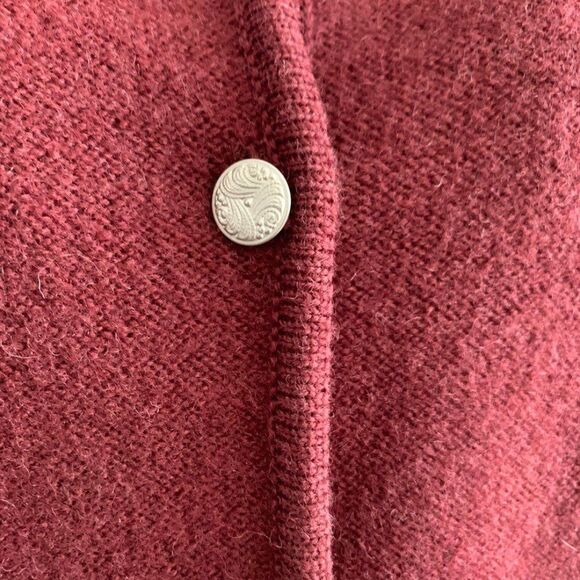 Vintage Weathervane Button Down Collared Maroon 100% Wool Cardigan Size Medium - Picture 5 of 8